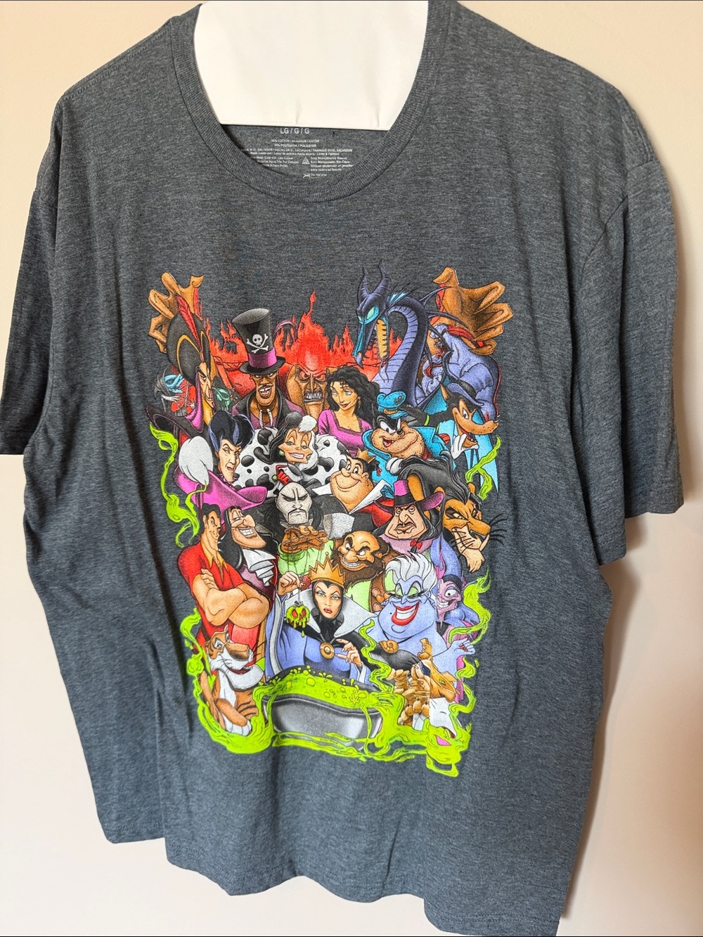 Disney Gray Short Sleeve Tee with Colorful Villains Graphic